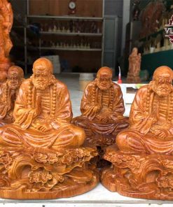 Tượng Đạt Ma ngồi thiền gốc mai gỗ hương TĐM04