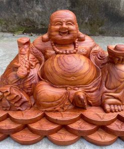 Tượng Phật Di Lặc ngồi cầm vàng gỗ hương TPDL06
