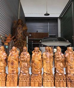 Tượng Phúc Lộc Thọ gỗ bách xanh TPLT03