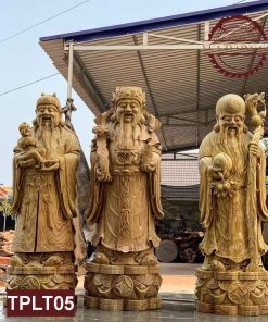 Bộ tượng Tam Đa Phúc Lộc Thọ gỗ cẩm vàng TPLT05