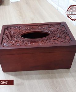 Hộp giấy Như Ý Cát Tường gỗ hương đỏ HGGH01