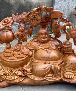 Tượng Di Lặc ngũ phúc gỗ hương Việt TPDL11