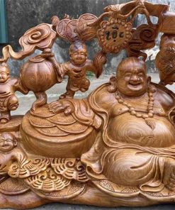 Tượng Di Lặc ngũ phúc gỗ hương Việt TPDL11