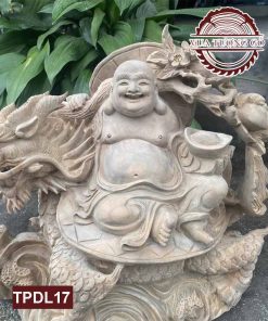 Tượng Phật Di Lặc cưỡi long quy gỗ xá xị TPDL17