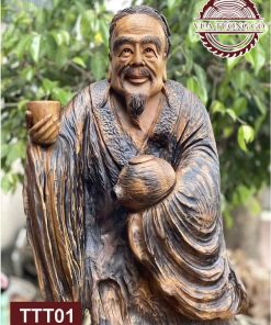 Tượng Thần trà Lục Vũ gỗ bách xanh TTT01