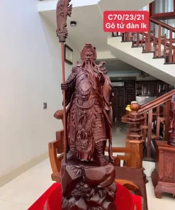 Tượng Quan Công Bằng Gỗ Tử Đàn Liền Khối TQC09