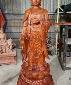 Tượng Phật A Di Đà Gỗ Hương Liền Khối Cao 1m25 TADĐ04