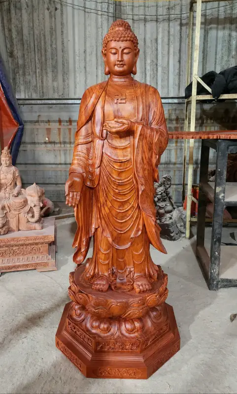 Tượng Phật A Di Đà Gỗ Hương Liền Khối Cao 1m25 TADĐ04 5 Tượng Phật A Di Đà Gỗ Hương Liền Khối Cao 1m25 TADĐ04