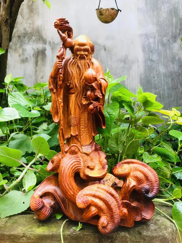 Tượng Gỗ Ông Thọ Gỗ Hương Ta Liền Khối TOT03 7 Tượng Gỗ Ông Thọ Gỗ Hương Ta Liền Khối TOT03