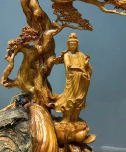 Tượng Quan Âm Bồ Tát Bằng Gỗ Nhai Bách TQA08