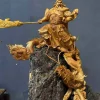 Tượng Ngự Long Quan Công Gỗ Nhai Bách Ôm Đá TQC07