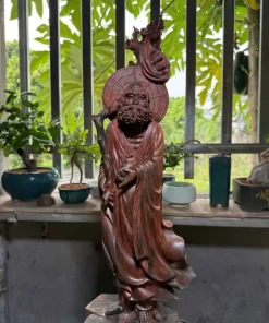 Tượng Đạt Ma Sư Tổ Khất Thực Gỗ Trắc Già TĐM09