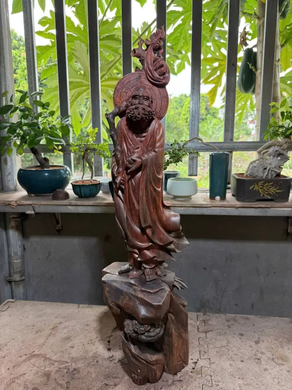 Tượng Đạt Ma Sư Tổ Khất Thực Gỗ Trắc Già TĐM09 Tượng Đạt Ma Sư Tổ Khất Thực Gỗ Trắc Già TĐM09