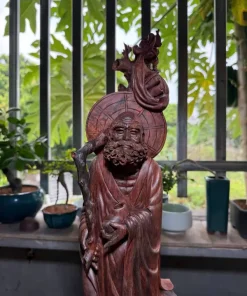 Tượng Đạt Ma Sư Tổ Khất Thực Gỗ Trắc Già TĐM09