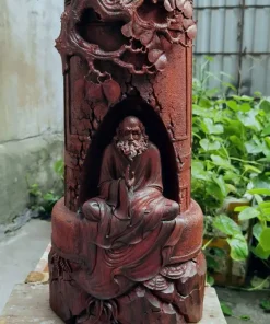 Tượng Đạt Ma Ngồi Thiền Dưới Chuông Gỗ Trắc Liền Khối TĐM12 2 734403728 3673847982754191 1694386937420208327 n 1