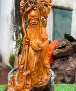 Tượng Ông Thọ Bằng Gỗ Bách xanh Có Nu TOT04