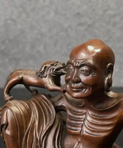 Tượng La Hán Hí Sư Gỗ Hoàng Dương Bày Thư Phòng TLH02