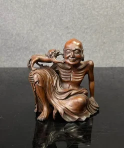 Tượng La Hán Hí Sư Gỗ Hoàng Dương Bày Thư Phòng TLH02 2 Tượng La Hán Hí Sư Gỗ Hoàng Dương Bày Thư Phòng TLH02