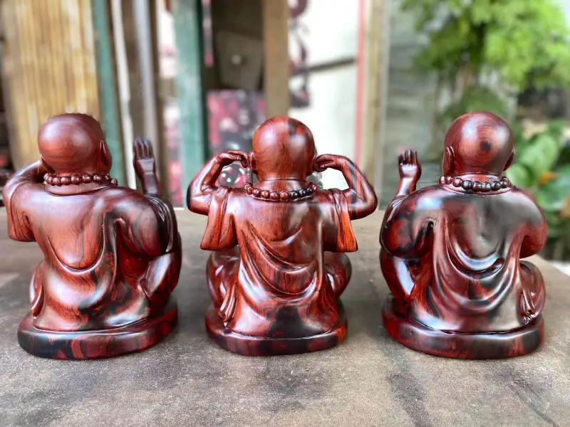 Tượng Chú Tiểu Tam Không Gỗ Cẩm TCT06 5 Tượng Chú Tiểu Tam Không Gỗ Cẩm TCT06