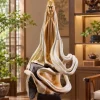 Tượng La Hán Trường Mi Gỗ Nhai Bách Ôm Đá TLH05