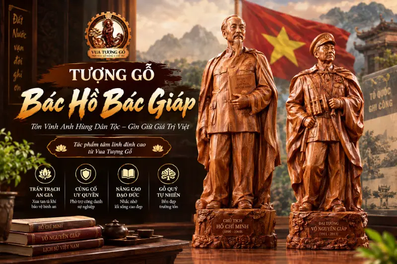 Tượng Gỗ Bác Hồ Bác Giáp