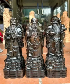 Tượng Phúc Lộc Thọ Bằng Gỗ Mun Hoa TPLT14