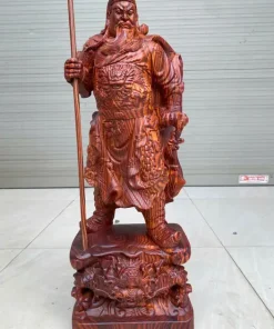Tượng Quan Công Gỗ Trắc Đỏ Đen Cao 50 TQC12