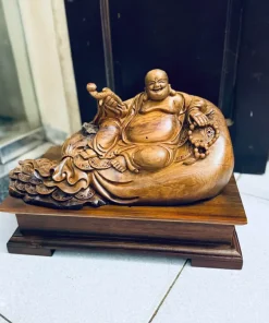 Tượng Phật Di Lặc Để Bàn Gỗ Bách Xanh Mộc Châu TPDL27