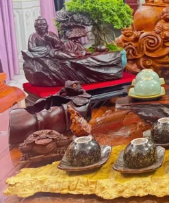 Tượng Thần Trà Bằng Gỗ Trắc Để Phòng Trà Đẹp TTT04